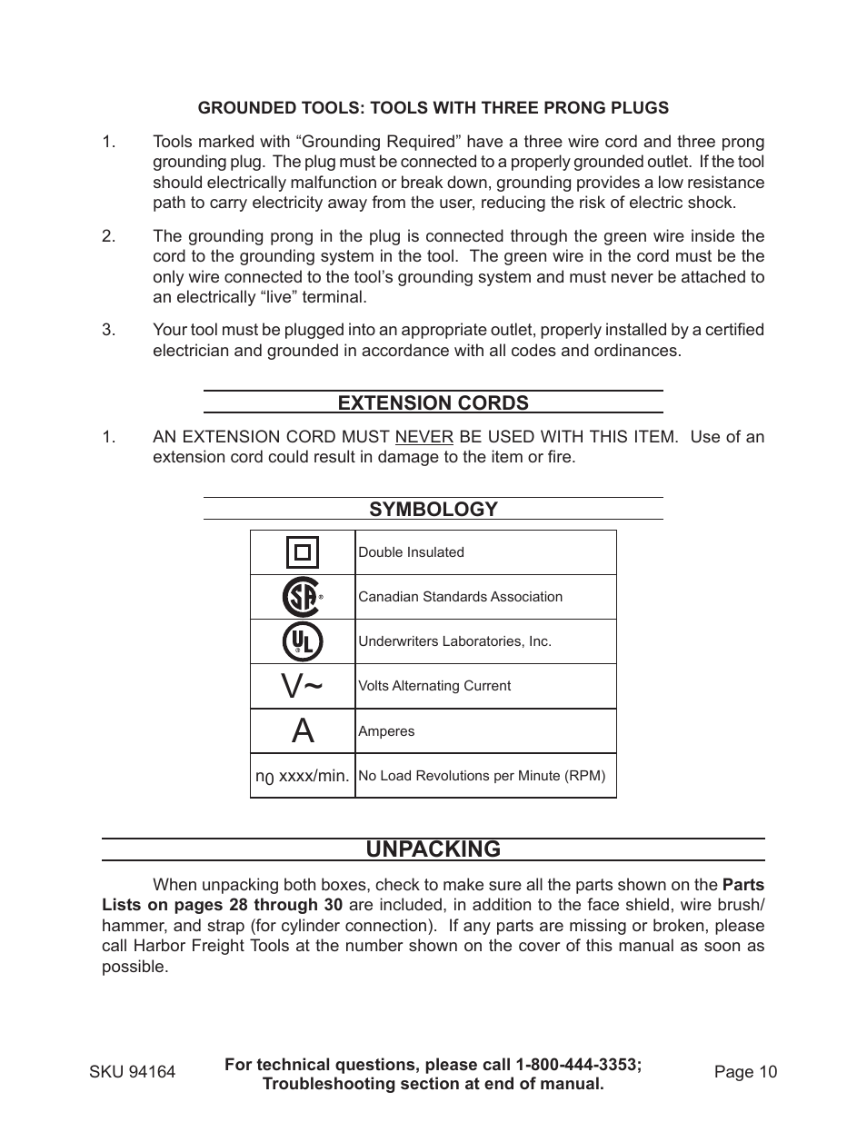 Unpacking | Harbor Freight Tools 94164 User Manual | Page 10 / 33