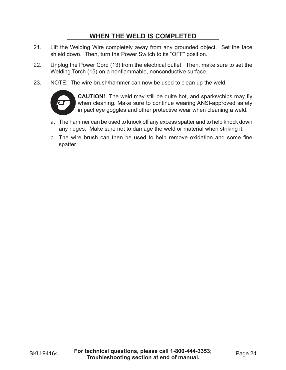 Harbor Freight Tools 94164 User Manual | Page 24 / 33