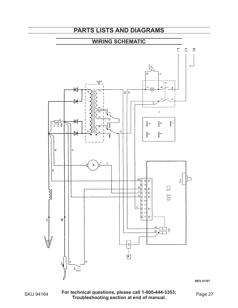 Parts lists and diagrams | Harbor Freight Tools 94164 User Manual | Page 27 / 33