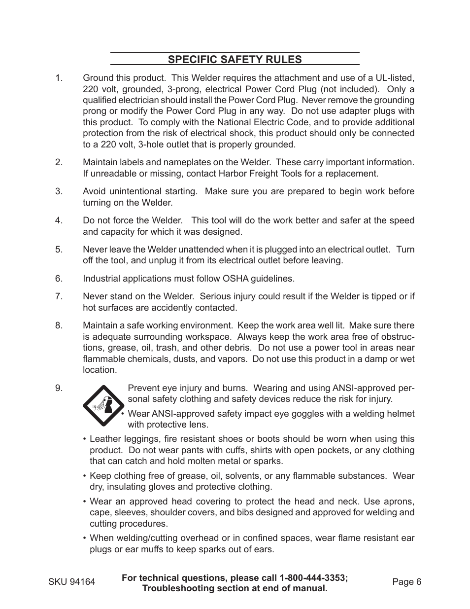 Harbor Freight Tools 94164 User Manual | Page 6 / 33
