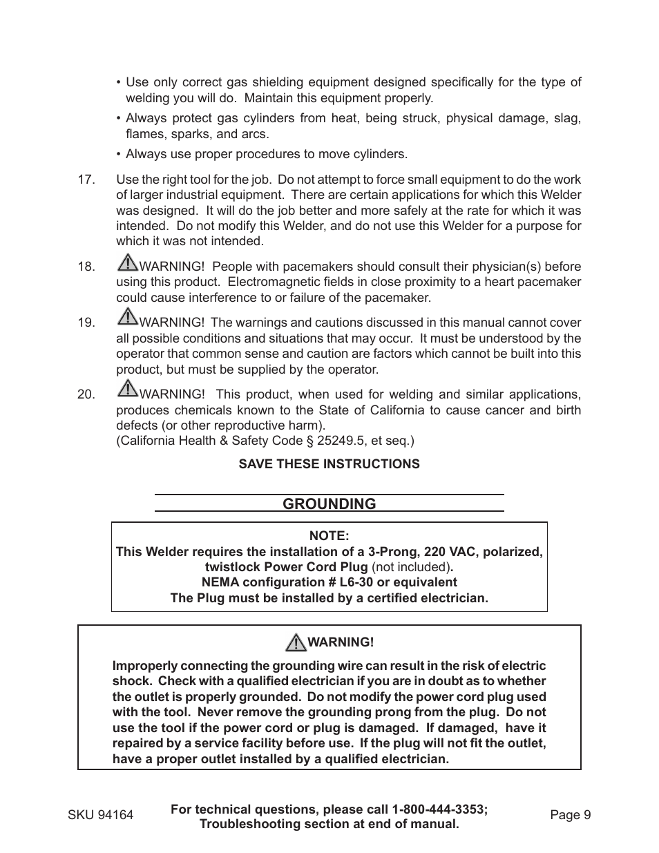 Harbor Freight Tools 94164 User Manual | Page 9 / 33