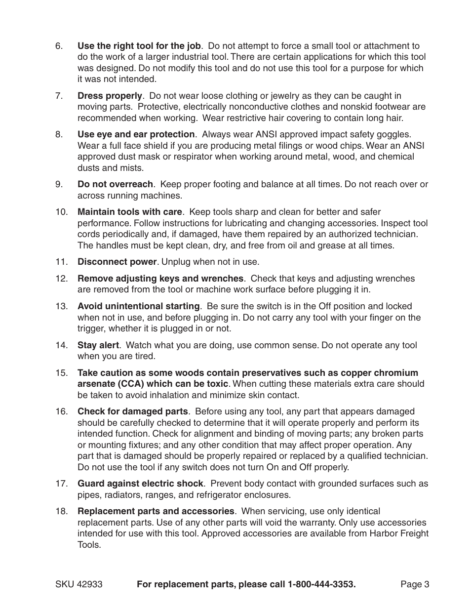 Harbor Freight Tools 42933 User Manual | Page 3 / 19