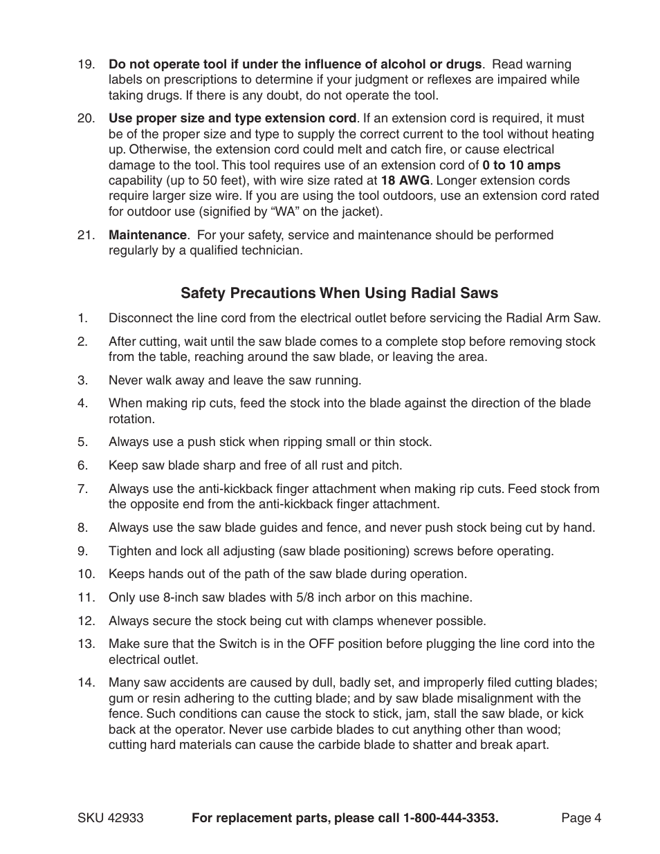 Harbor Freight Tools 42933 User Manual | Page 4 / 19