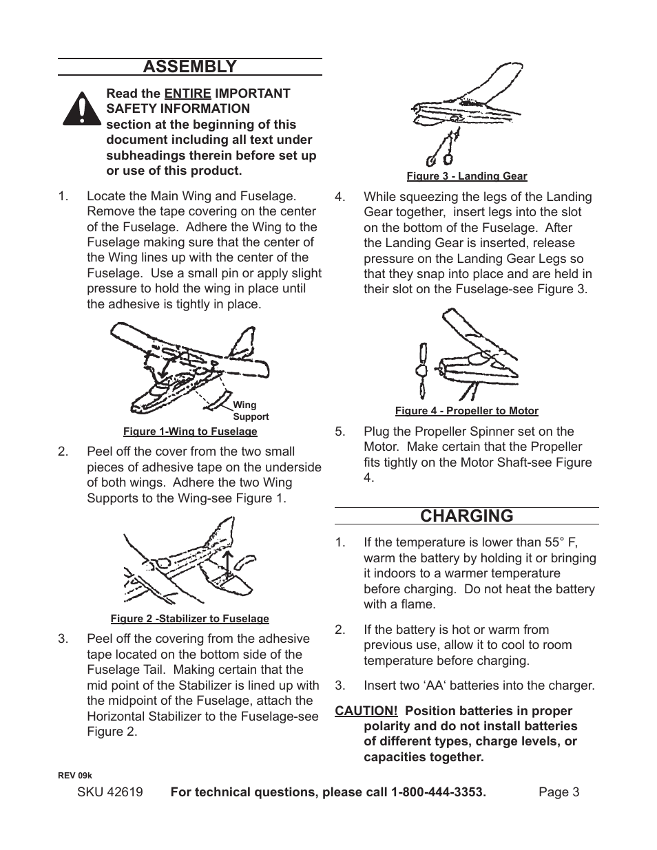 Assembly, Charging | Harbor Freight Tools Lightning Airplane with Charger 42619 User Manual | Page 3 / 4