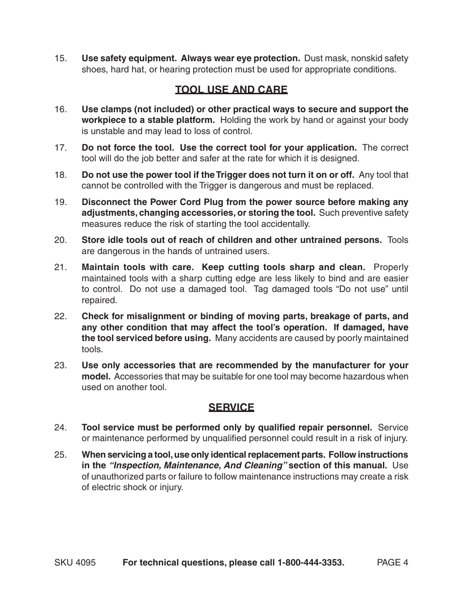 Harbor Freight Tools Chicago Electric Power Tools / Reciprocating Saw - 4.5 AMP 4095 User Manual | Page 4 / 15