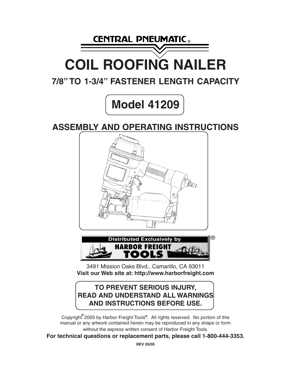 Harbor Freight Tools 41209 User Manual | 14 pages