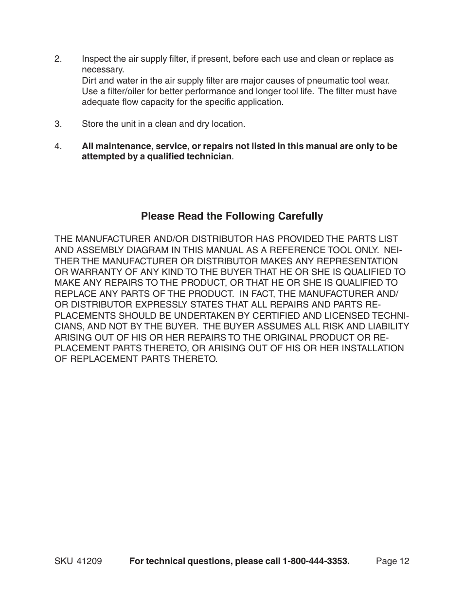 Harbor Freight Tools 41209 User Manual | Page 12 / 14