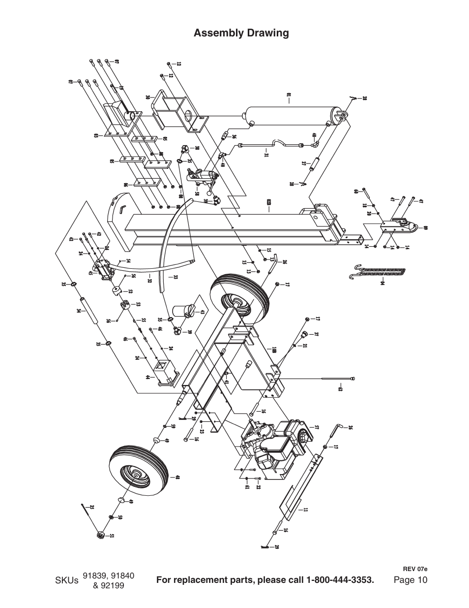 Assembly drawing | Harbor Freight Tools 91840 User Manual | Page 10 / 12