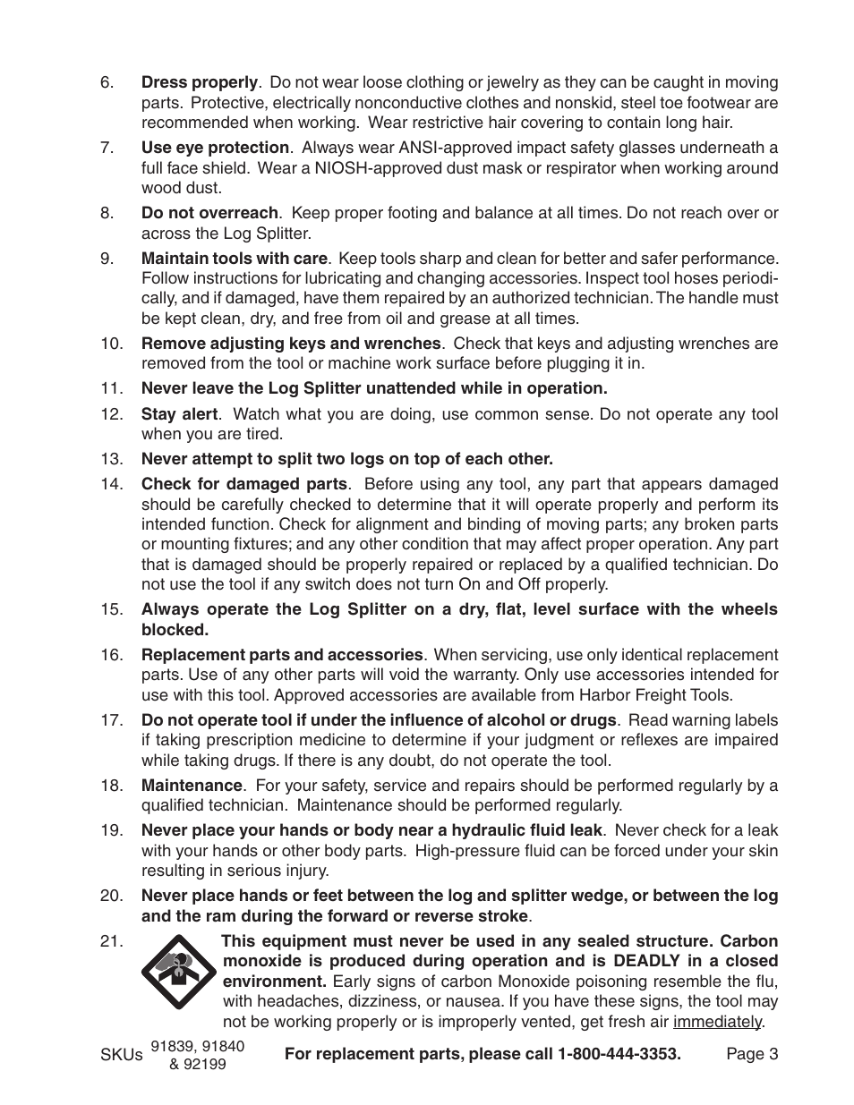 Harbor Freight Tools 91840 User Manual | Page 3 / 12