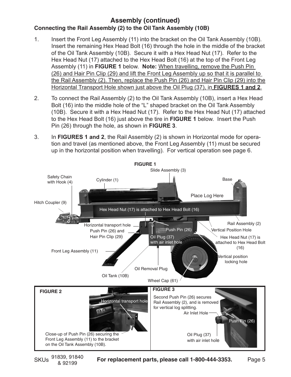 Assembly (continued) | Harbor Freight Tools 91840 User Manual | Page 5 / 12