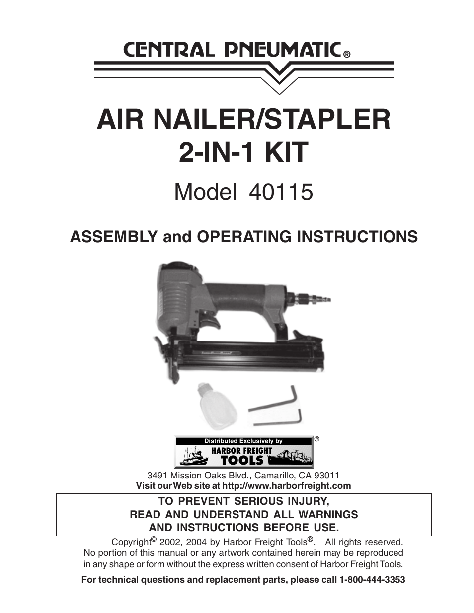 Harbor Freight Tools 40115 User Manual | 10 pages