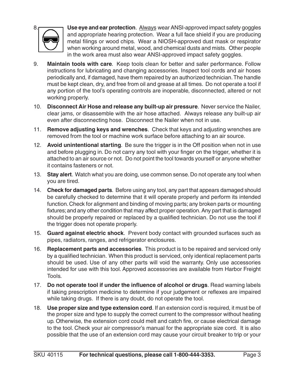 Harbor Freight Tools 40115 User Manual | Page 3 / 10