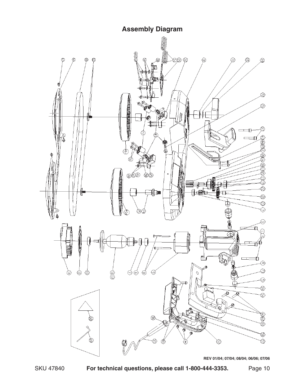 Assembly diagram | Harbor Freight Tools 47840 User Manual | Page 10 / 11