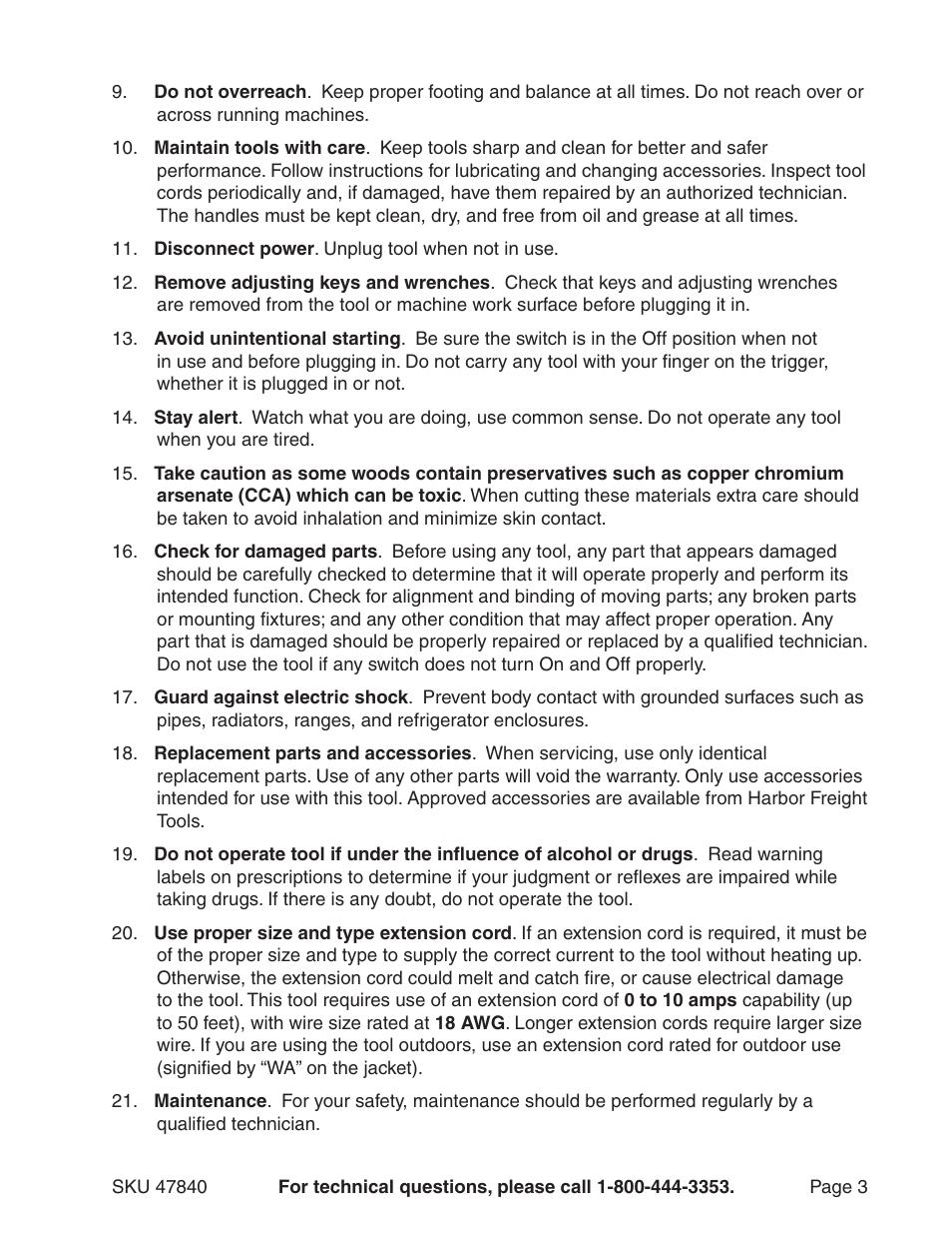 Harbor Freight Tools 47840 User Manual | Page 3 / 11