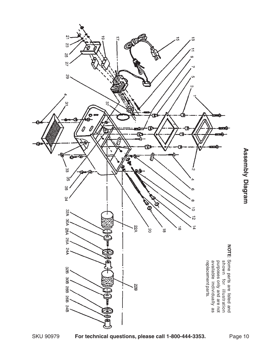 Assemb ly dia gram | Harbor Freight Tools 90979 User Manual | Page 10 / 10