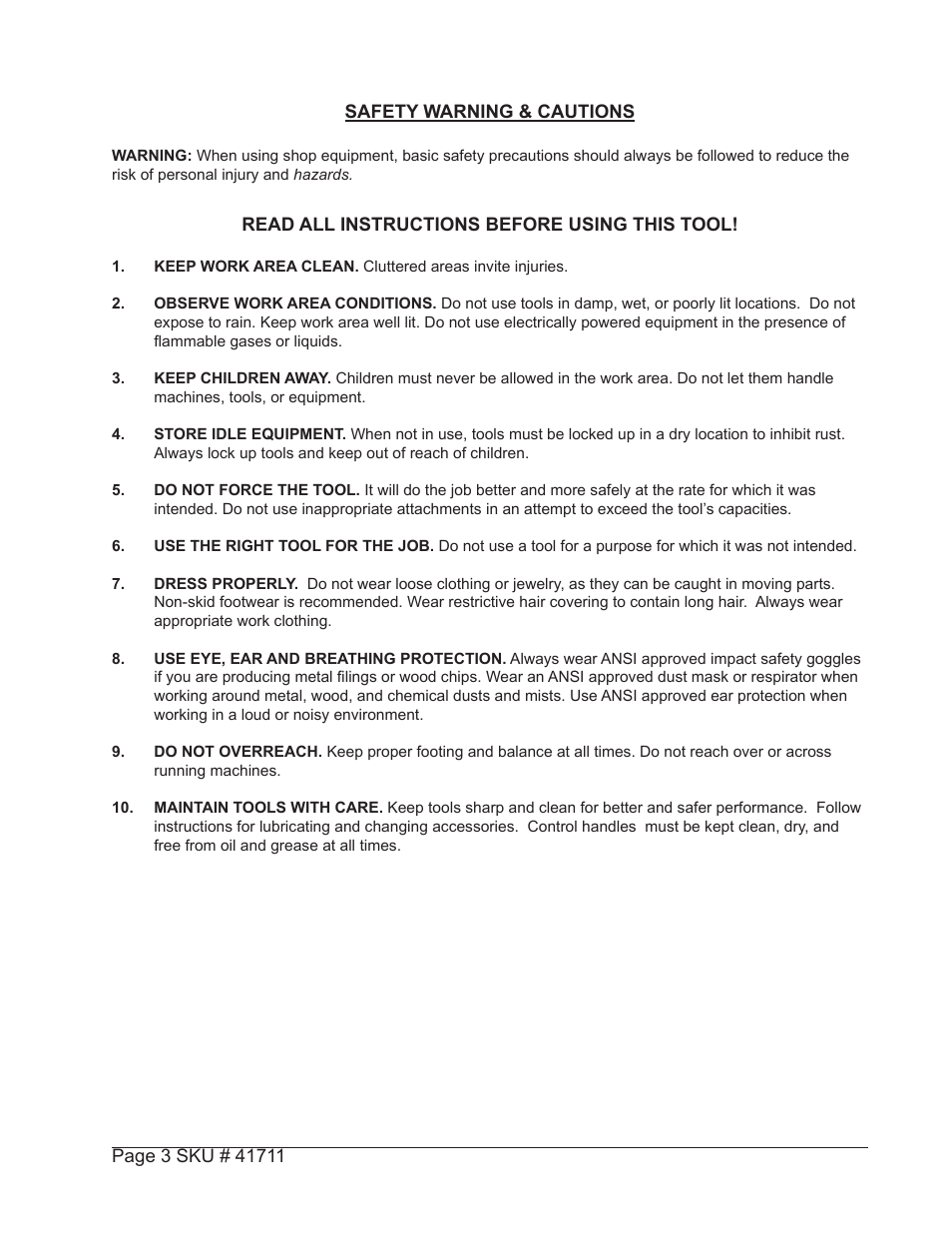 Harbor Freight Tools 41711 User Manual | Page 3 / 8