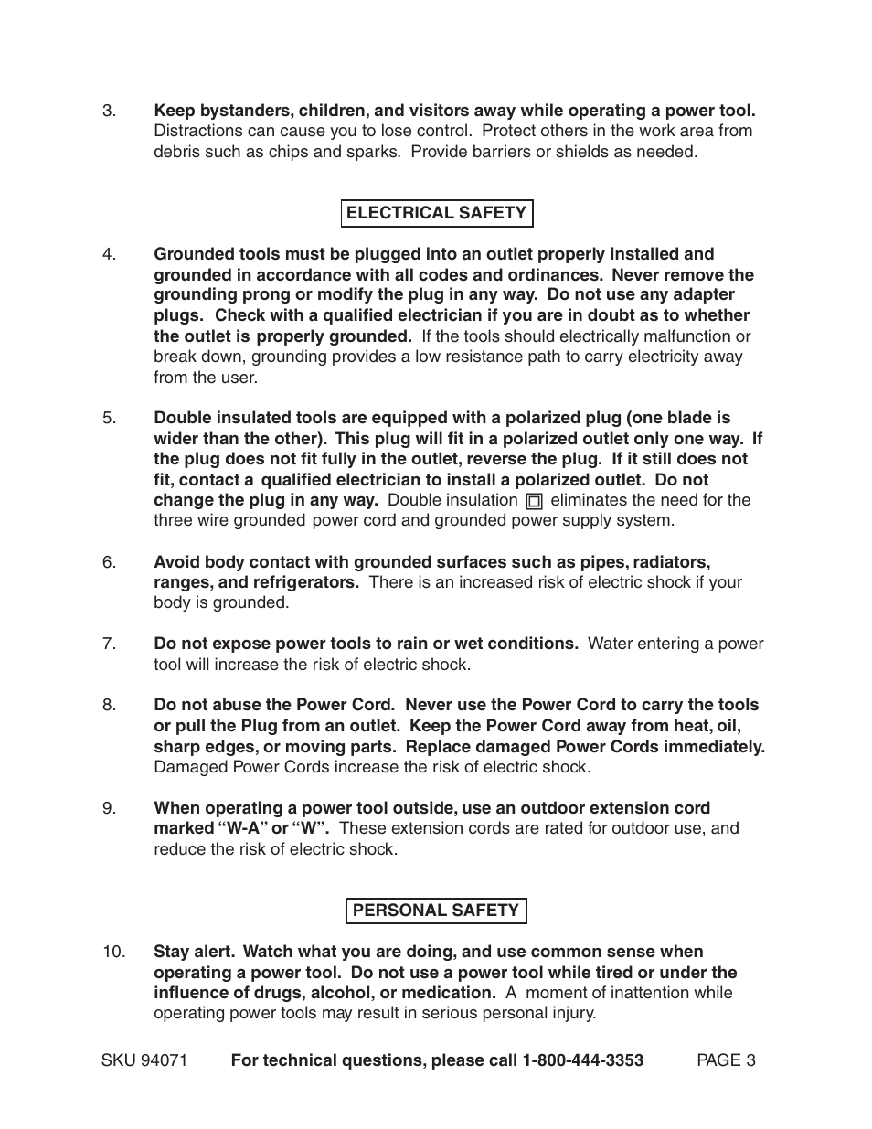 Harbor Freight Tools 94071 User Manual | Page 3 / 15