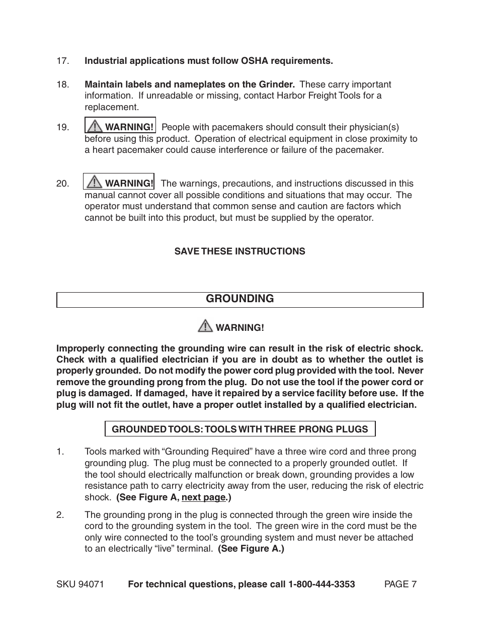 Harbor Freight Tools 94071 User Manual | Page 7 / 15