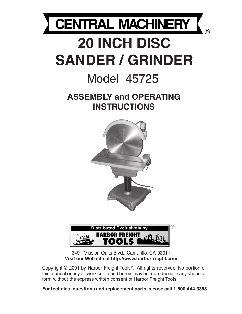 Harbor Freight Tools 45725 User Manual | 9 pages