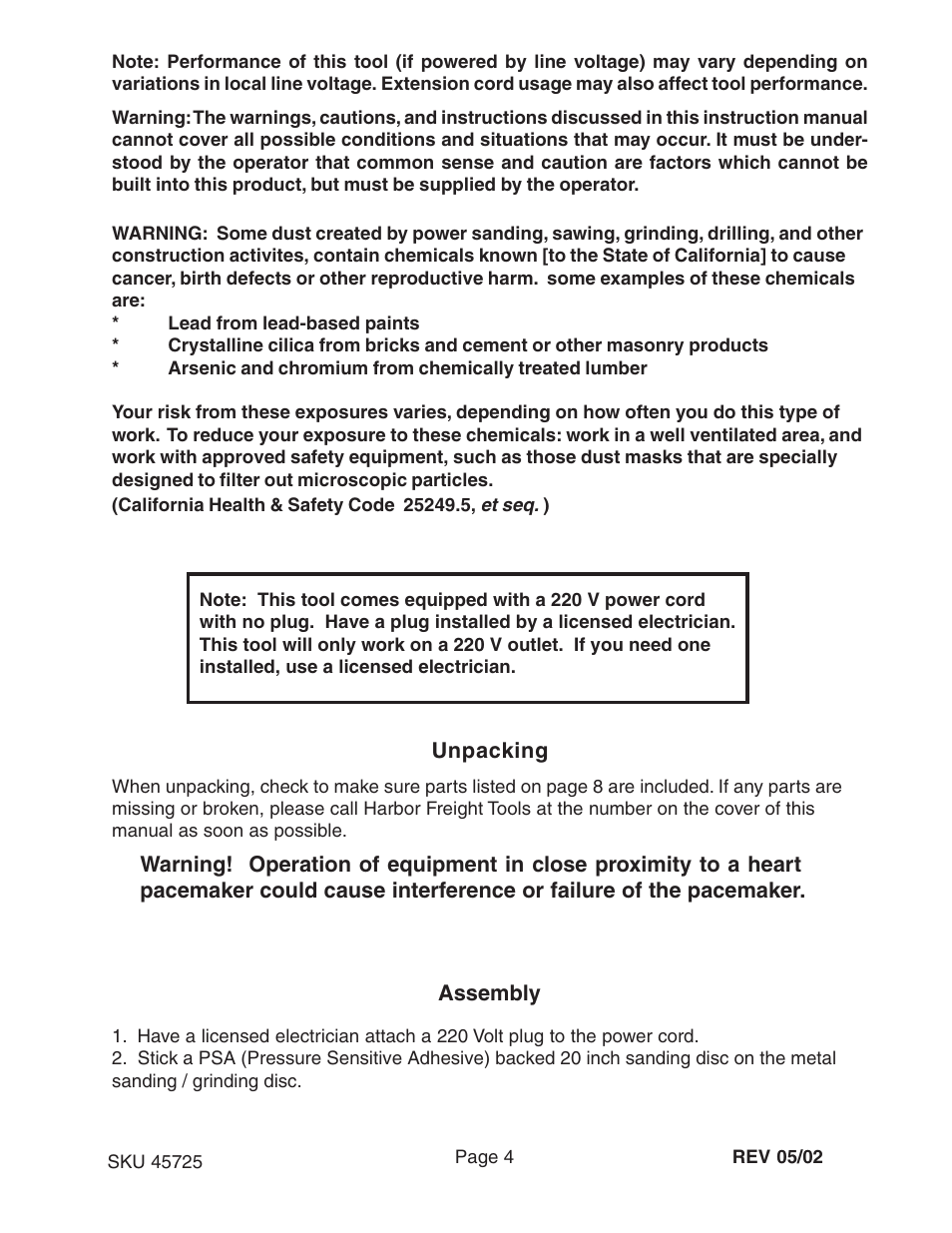Harbor Freight Tools 45725 User Manual | Page 4 / 9