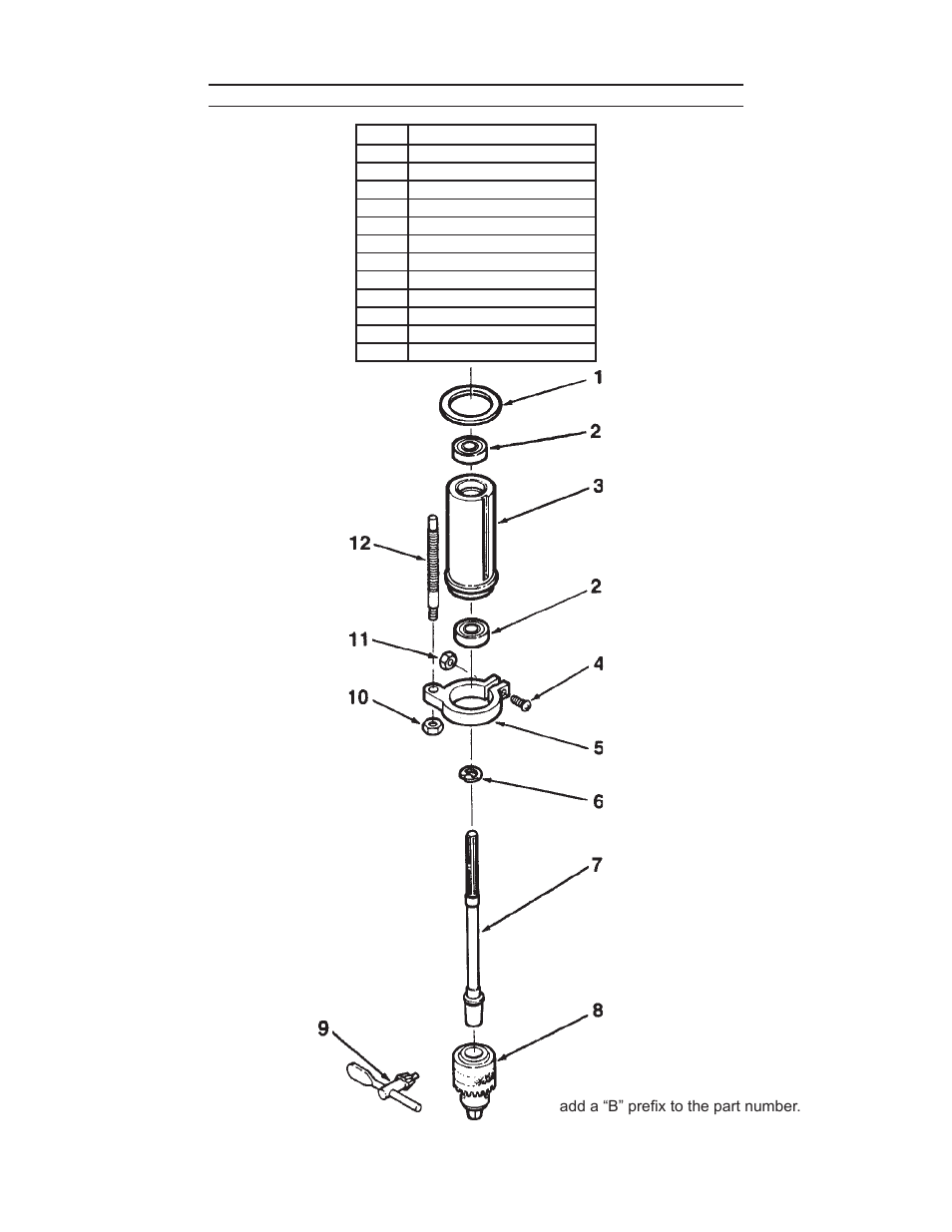 Parts list and diagram b - chuck and spindle shaft | Harbor Freight Tools 8 Drill Press 44506 User Manual | Page 18 / 20