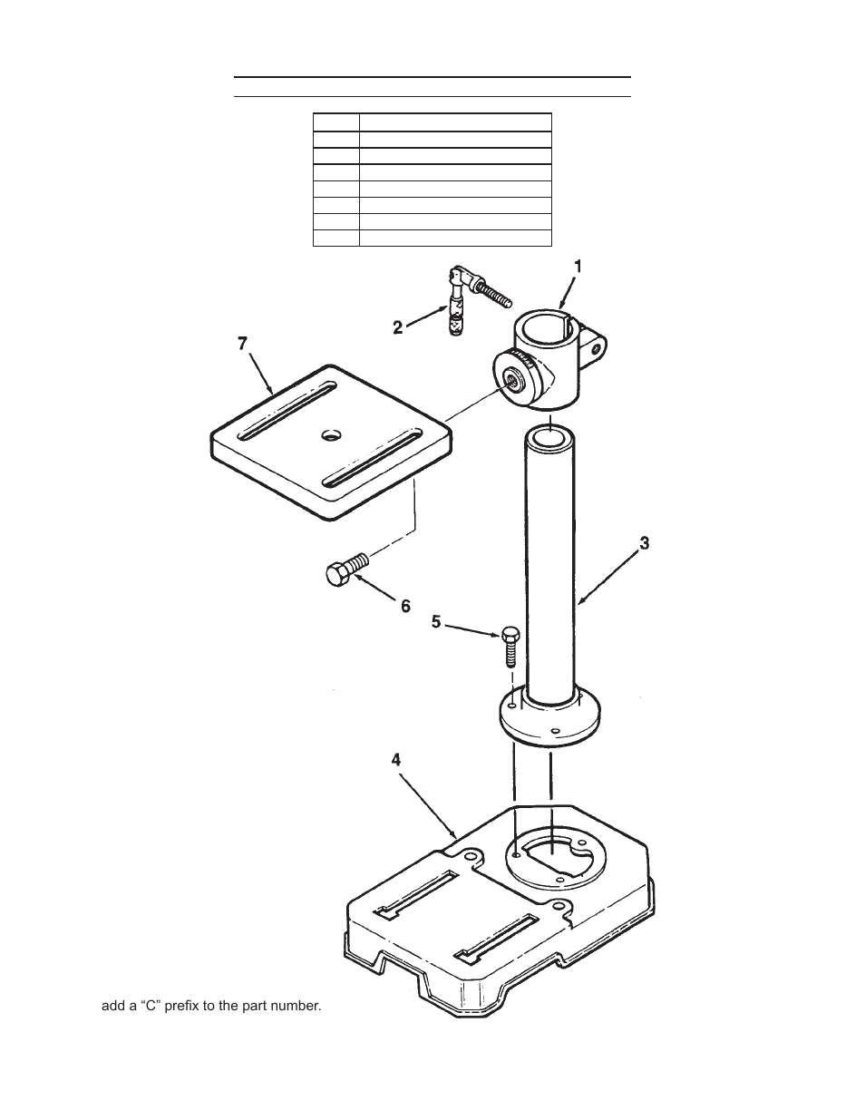 Parts list and diagram c - base and table | Harbor Freight Tools 8 Drill Press 44506 User Manual | Page 19 / 20