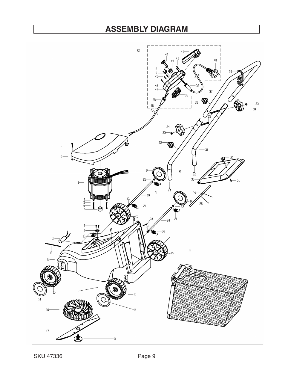 Assembly diagram | Harbor Freight Tools 47336 User Manual | Page 9 / 10