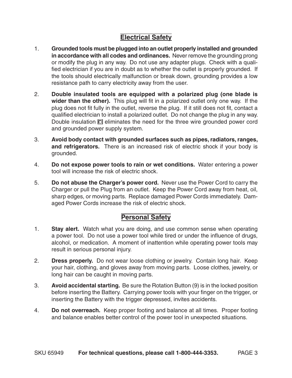 Harbor Freight Tools VARIABLE SPEED 18 VOLT CORD- LESS DRILL/HAMMER DRILL 65949 User Manual | Page 3 / 15