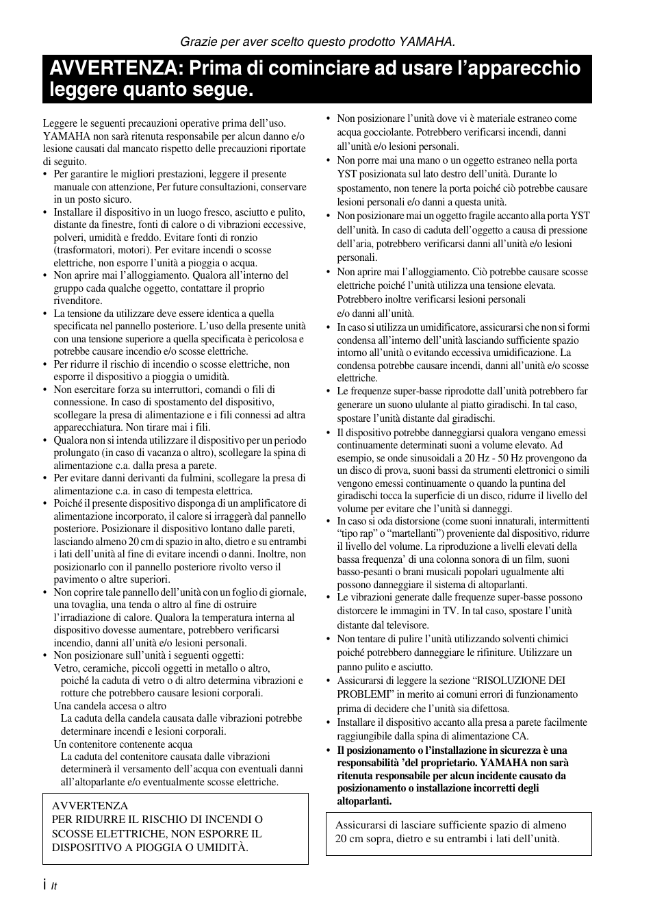 Italiano | Yamaha NS-SW310 User Manual | Page 76 / 148