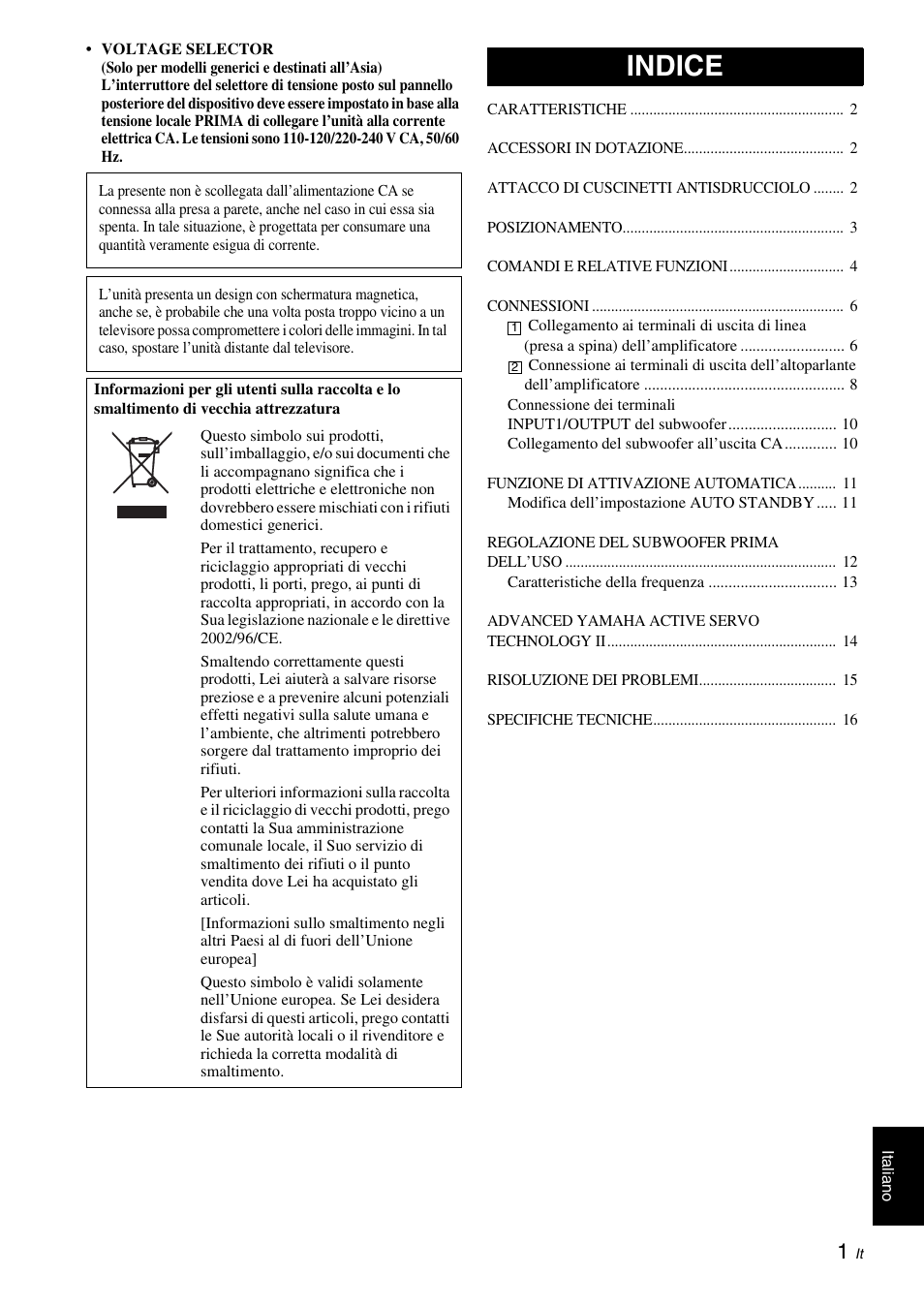 Indice | Yamaha NS-SW310 User Manual | Page 77 / 148