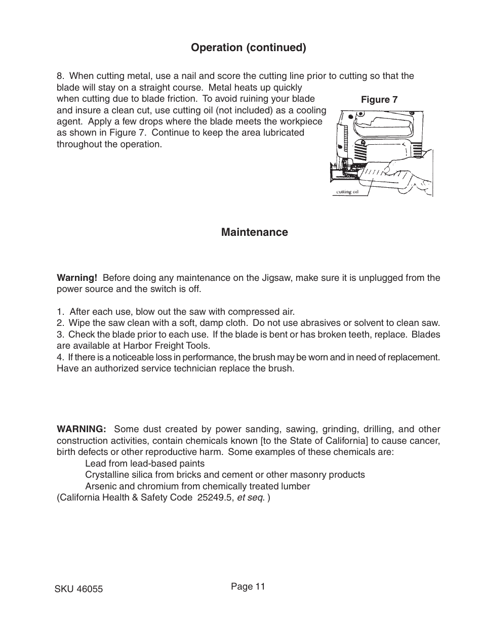 Harbor Freight Tools 46055 User Manual | Page 11 / 13