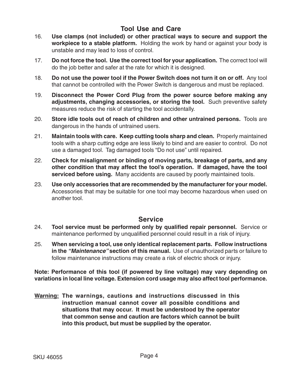 Harbor Freight Tools 46055 User Manual | Page 4 / 13