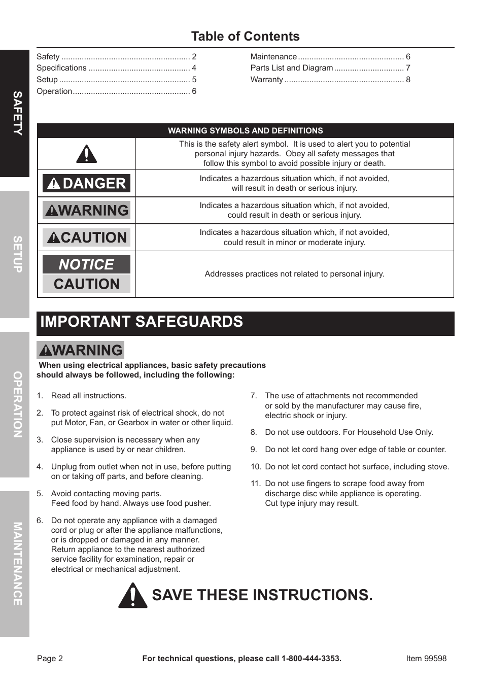 Harbor Freight Tools 99599 User Manual | Page 2 / 8