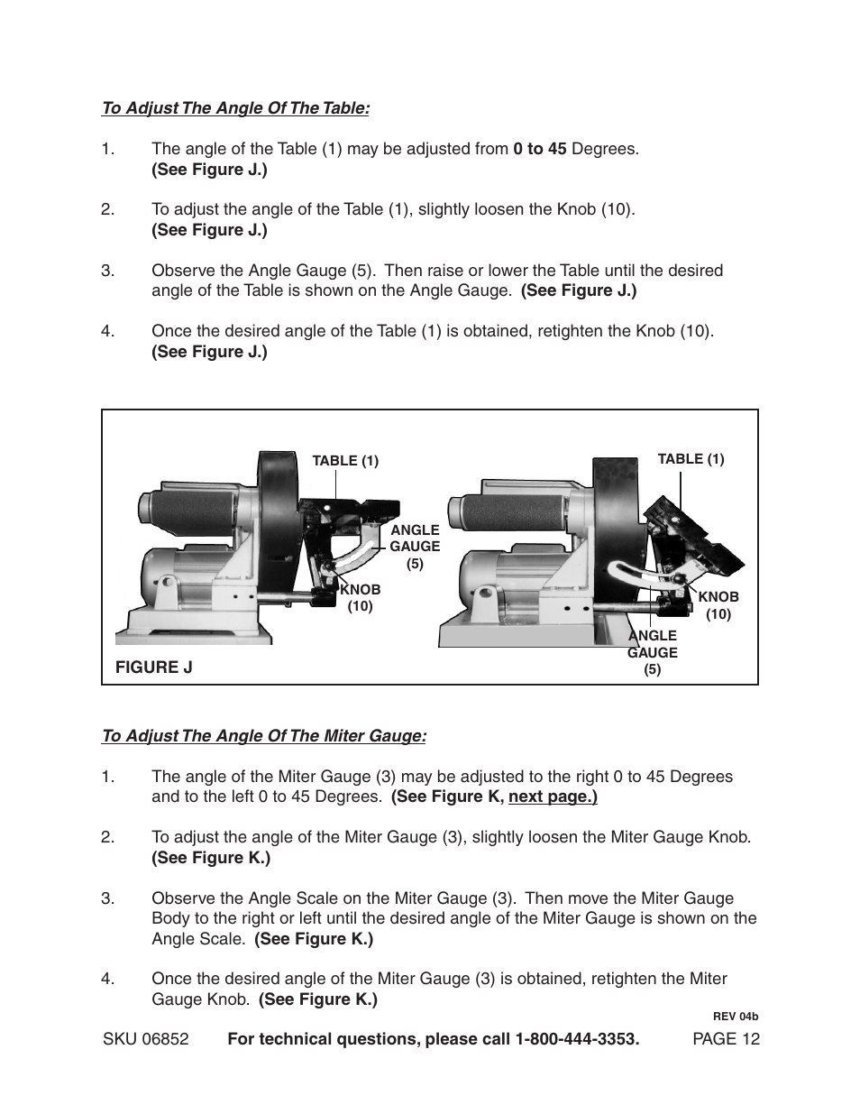 Harbor Freight Tools Central Machinery 6" Belt & 9" Sander 6852 User Manual | Page 12 / 19