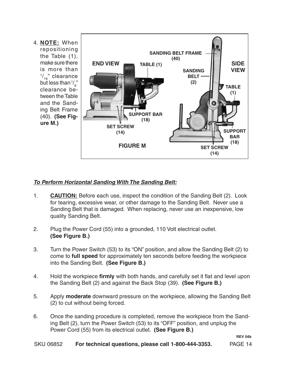 Harbor Freight Tools Central Machinery 6" Belt & 9" Sander 6852 User Manual | Page 14 / 19