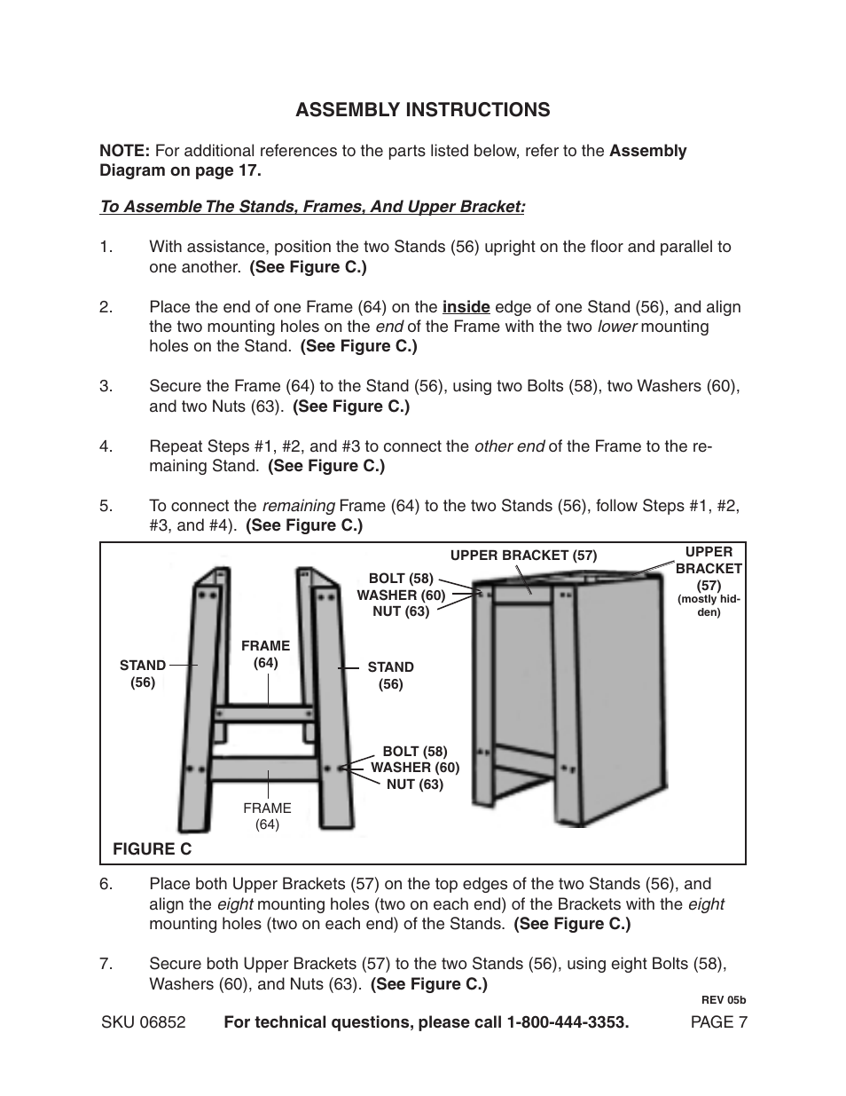 Assembly instructions | Harbor Freight Tools Central Machinery 6" Belt & 9" Sander 6852 User Manual | Page 7 / 19