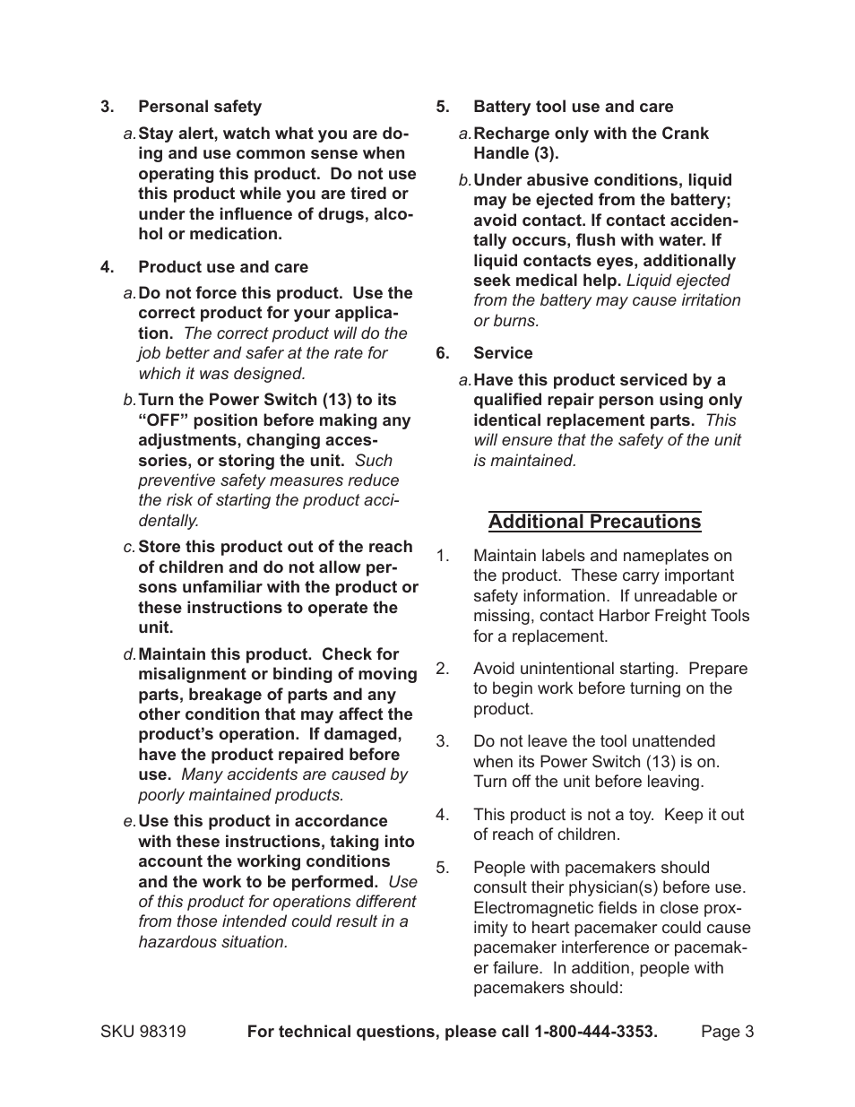 Harbor Freight Tools Gordon Emergency Crank Radio/Flashlight 98319 User Manual | Page 3 / 8