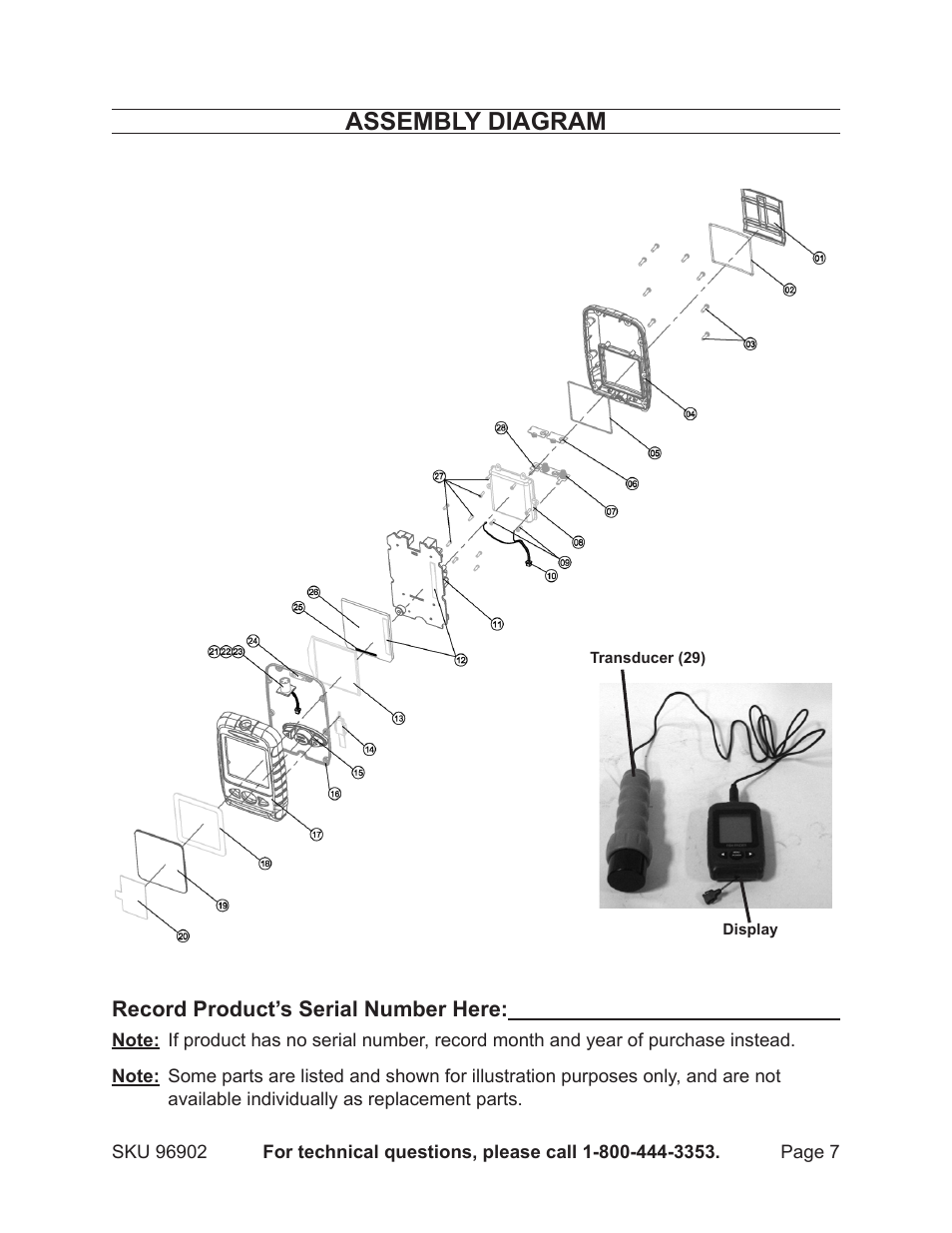 Assembly diagram | Harbor Freight Tools 96902 User Manual | Page 7 / 7