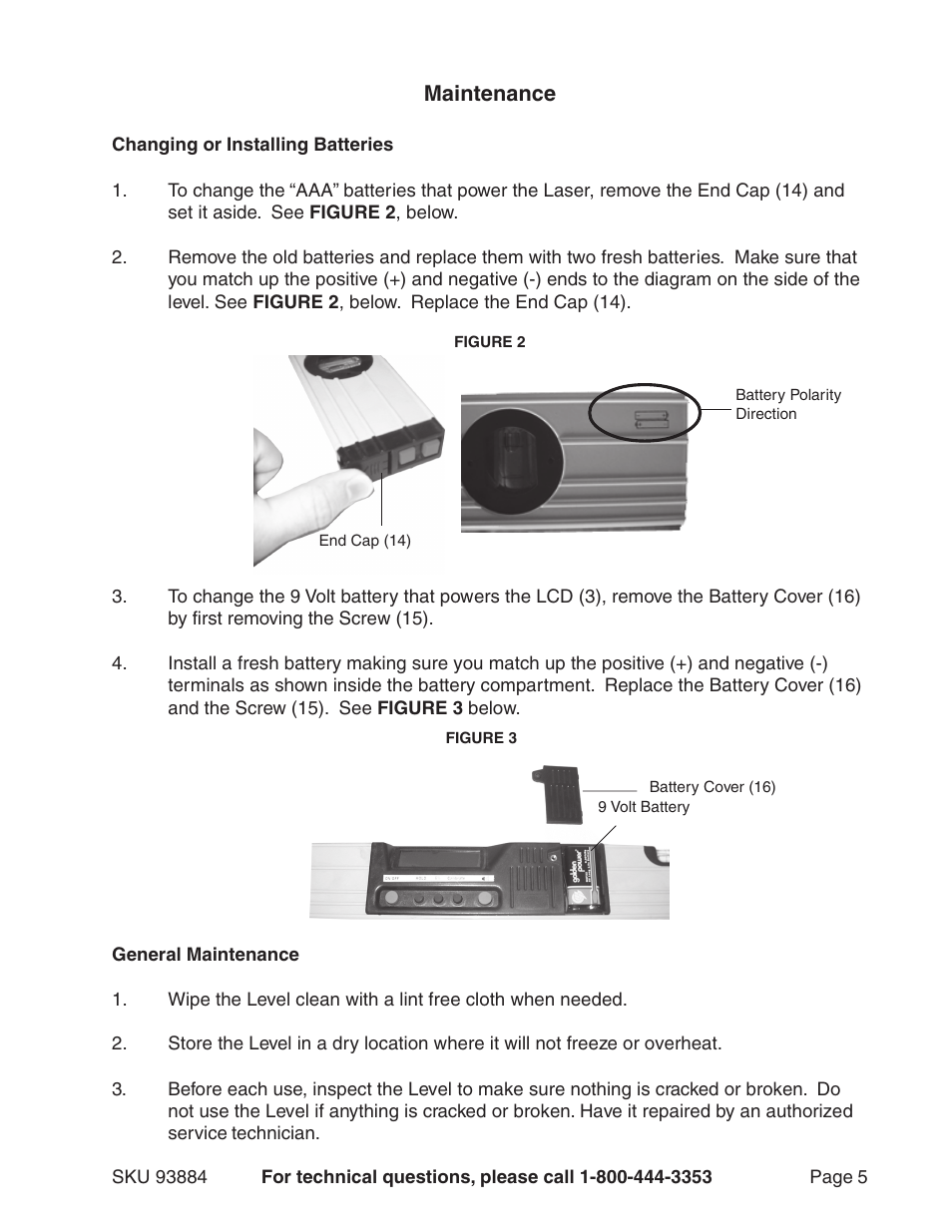 Maintenance | Harbor Freight Tools 93884 User Manual | Page 5 / 6