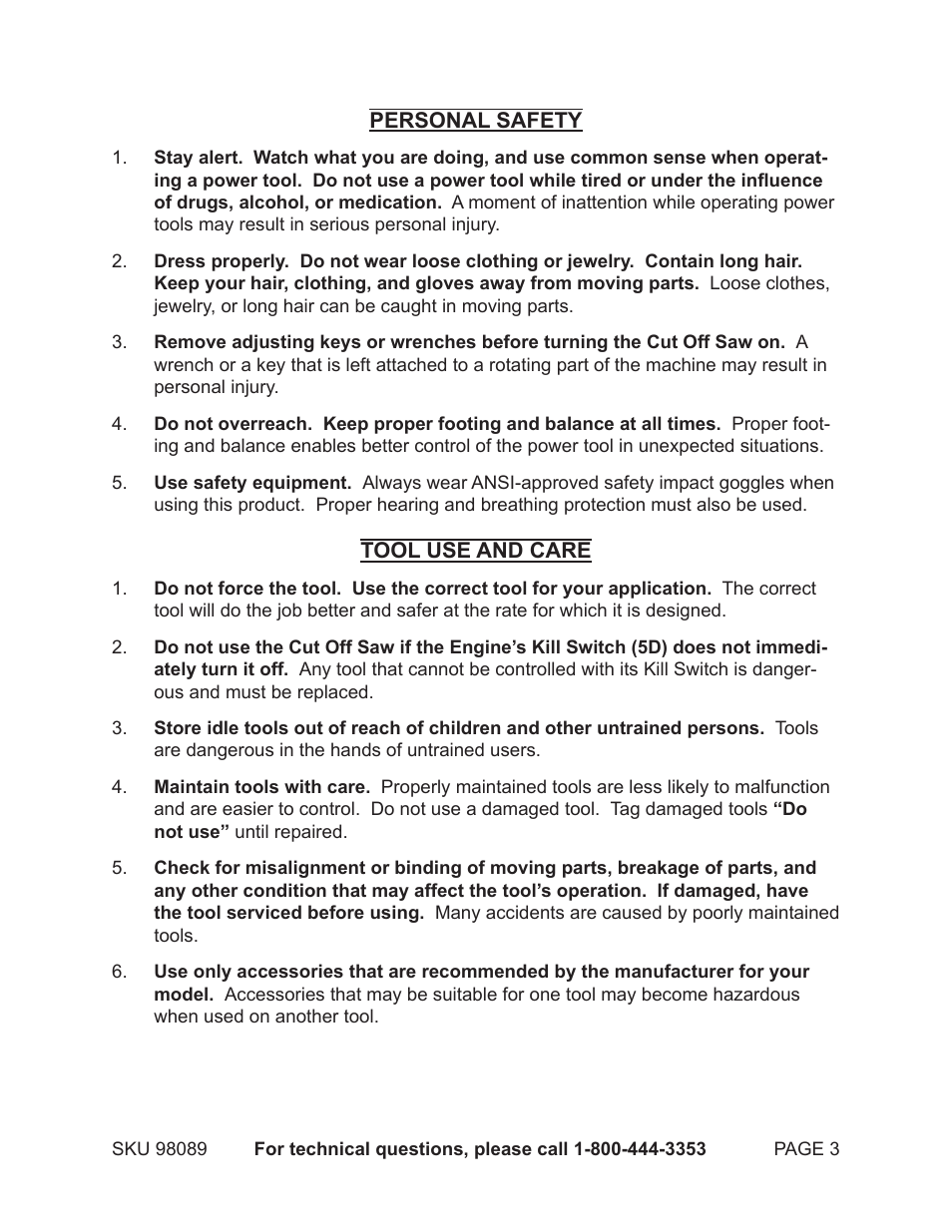 Harbor Freight Tools 98089 User Manual | Page 3 / 26