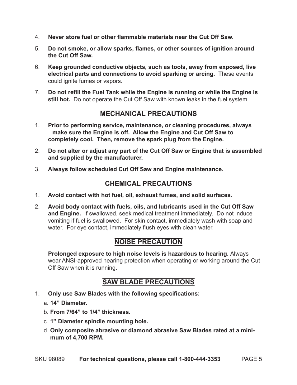 Harbor Freight Tools 98089 User Manual | Page 5 / 26
