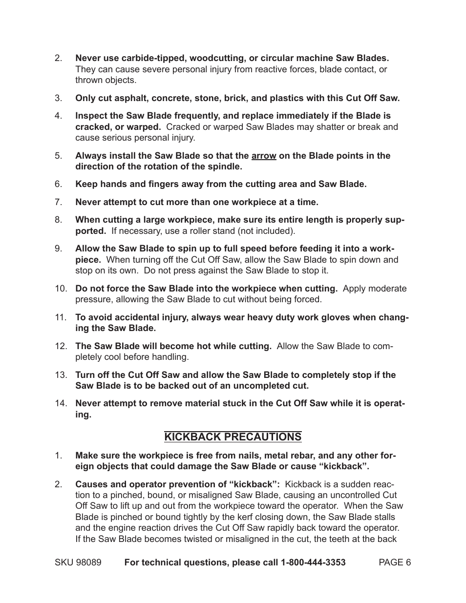 Harbor Freight Tools 98089 User Manual | Page 6 / 26