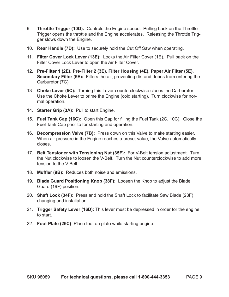Harbor Freight Tools 98089 User Manual | Page 9 / 26