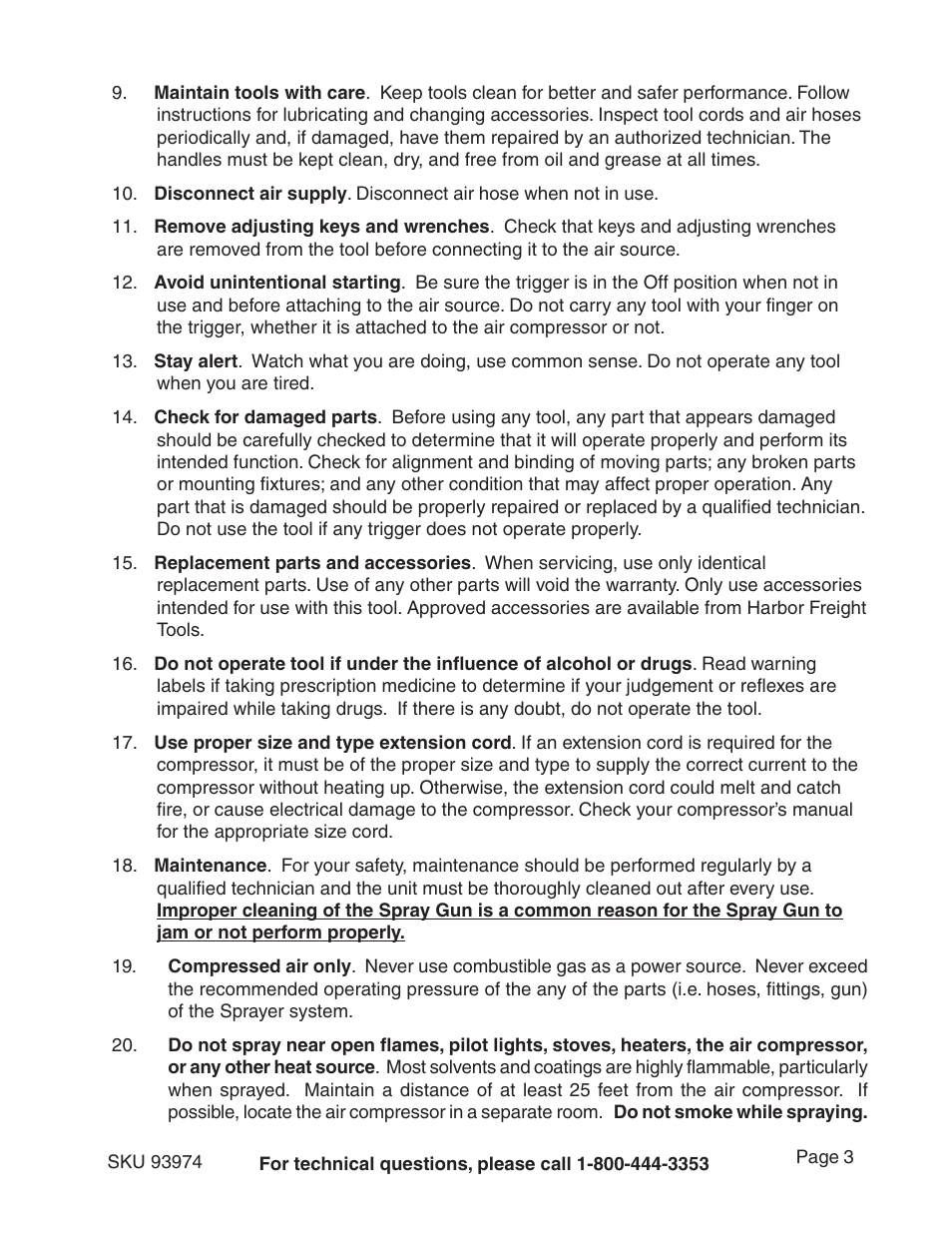 Harbor Freight Tools 93974 User Manual | Page 3 / 19
