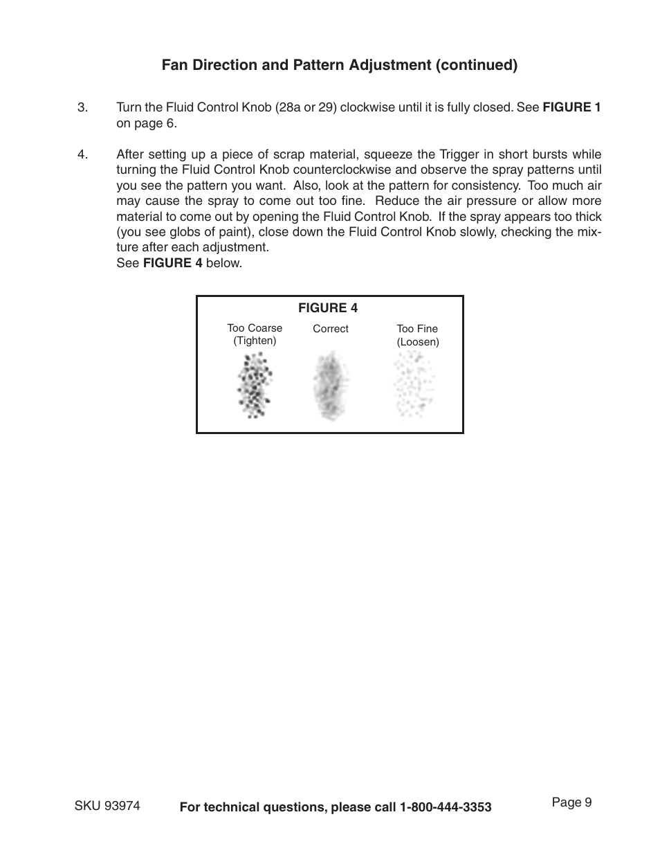 Fan direction and pattern adjustment (continued) | Harbor Freight Tools 93974 User Manual | Page 9 / 19