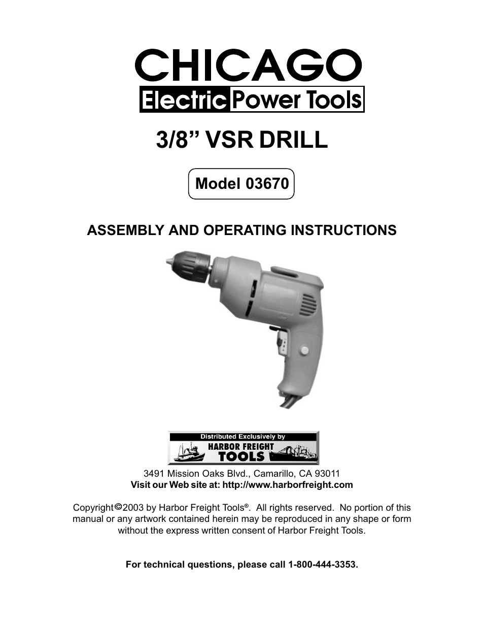 Harbor Freight Tools 03670 User Manual | 14 pages