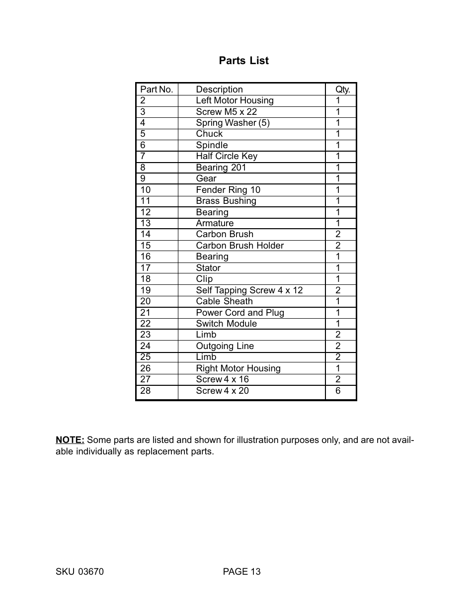 Harbor Freight Tools 03670 User Manual | Page 13 / 14