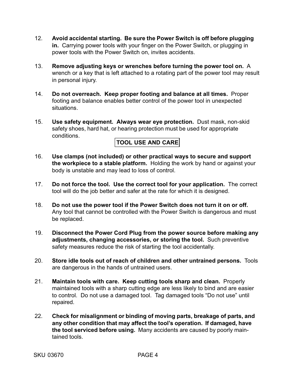 Harbor Freight Tools 03670 User Manual | Page 4 / 14