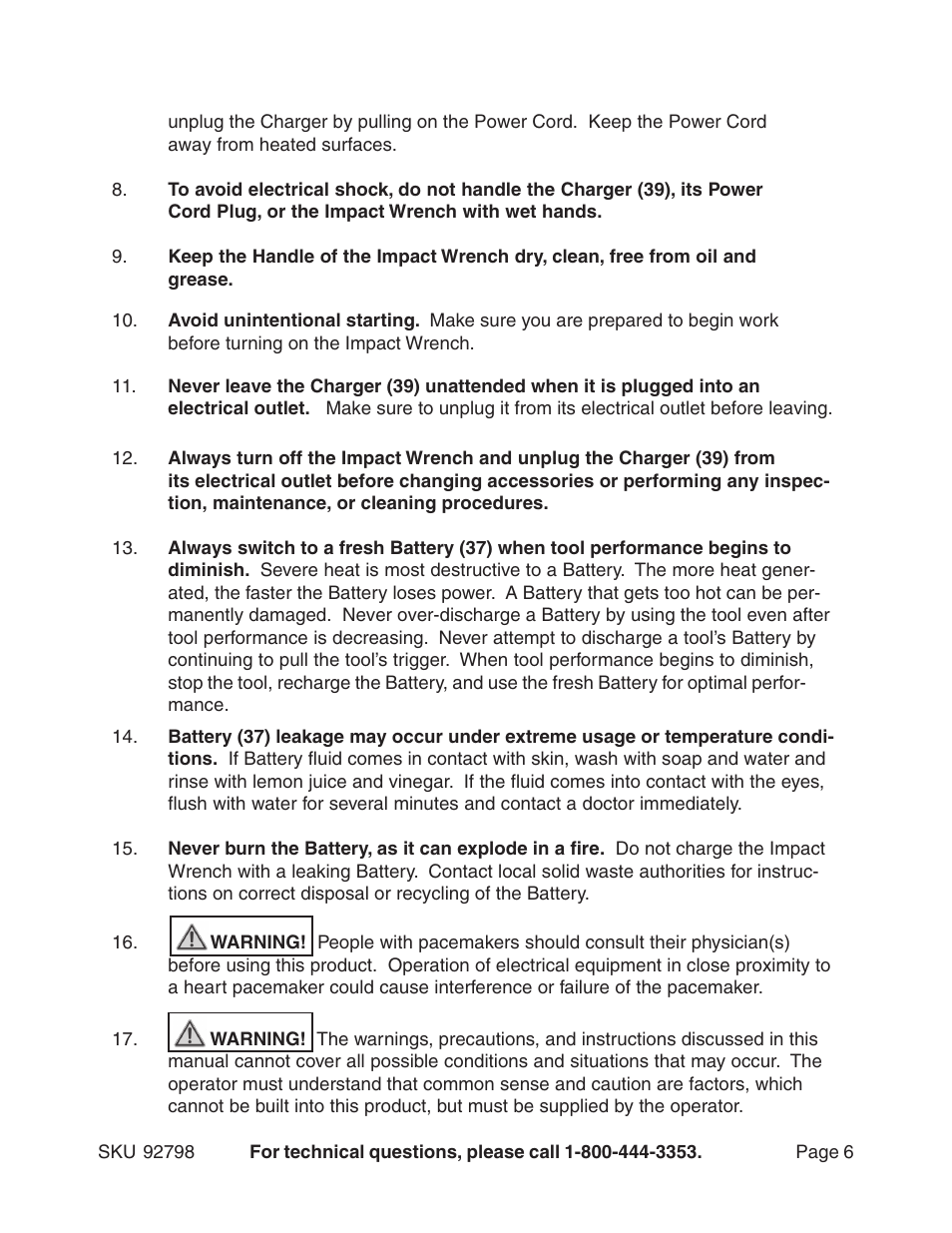 Harbor Freight Tools 92798 User Manual | Page 6 / 13