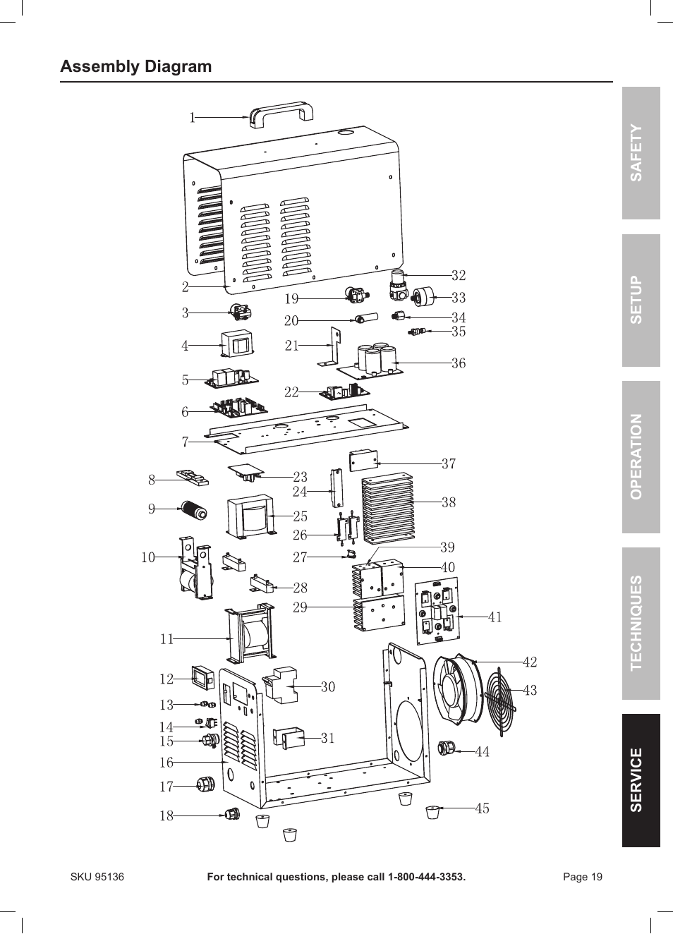Assembly diagram | Harbor Freight Tools 95136 User Manual | Page 19 / 24